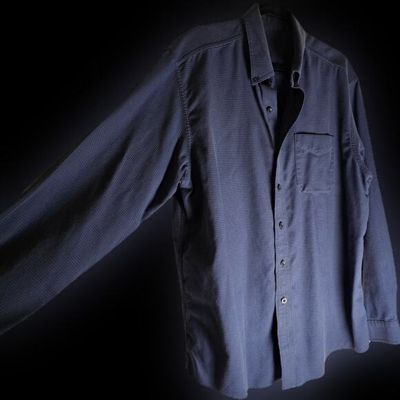 LL Bean Men's Collared Button Up Cotton Shirt Blue & Black XL - Picture 1 of 12